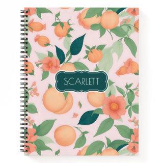 Peach Floral Colorful Personalized Pattern Notebook