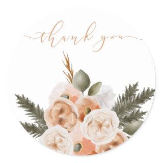 Peach Floral Thank You Envelope Seals