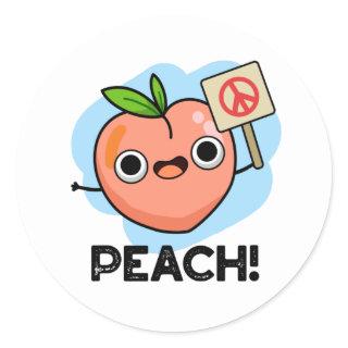 Peach Funny Peace Sign Fruit Pun Classic Round Sticker