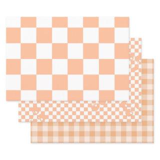 Peach Fuzz Checkered Gingham Pattern  Sheets