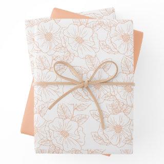 Peach Fuzz Minimalist Trendy Color Flower Pattern  Sheets
