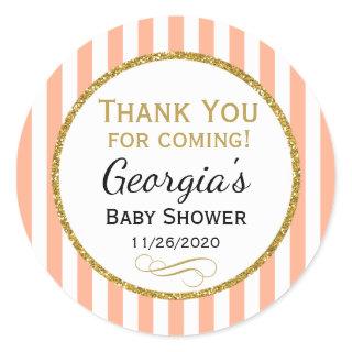 Peach Gold Baby Shower Thank You Coming Favor Tags