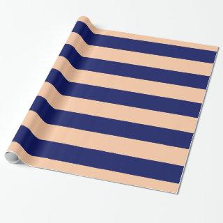 Peach, Navy Blue XL Stripes Pattern V
