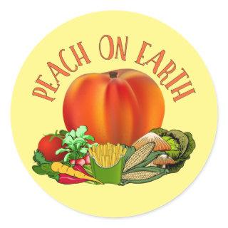 Peach on Earth Funny Christmas Pun Classic Round S Classic Round Sticker