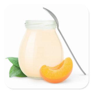 Peach or apricot yogurt square sticker