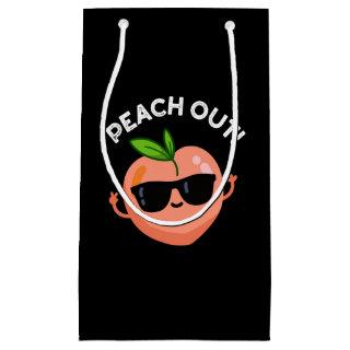 Peach Out Funny Fruit Pun Dark BG Small Gift Bag
