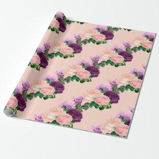 Peach Pink and Lavender Purple Floral