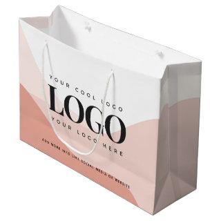 Peach & Pink Boho Add Company Business Logo Modern Large Gift Bag