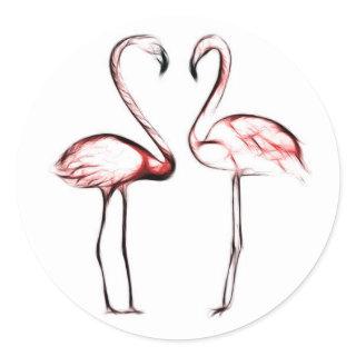 Peach Pink Flamingos Flamingo Party Favor Classic Round Sticker