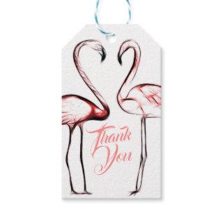 Peach Pink Flamingos Flamingo Party Favor Gift Tags