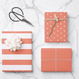 Peach Polka Dot Wide Striped and Solid Wra  Sheets