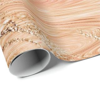 Peach Rose Gold Brush Powder Marble Shiny Glam