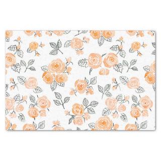 Peach watercolor roses pattern tissue paper