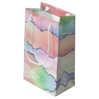 Peachy Agate | Pretty Soft Pastel Watercolor Ombre Small Gift Bag