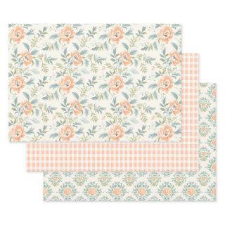 Peachy Blossoms Floral Gingham