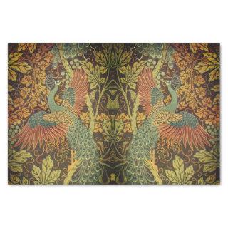 Peacock and oakleaf floral Victorian jacquard Tissue Paper