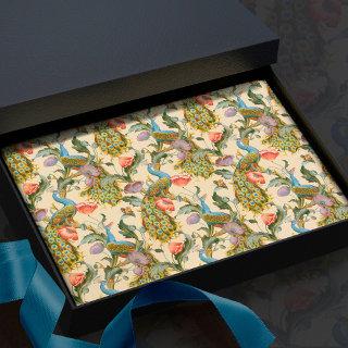 Peacock Art Nouveau Floral Pattern Tissue Paper