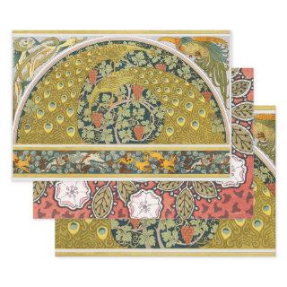 Peacock Art Nouveau Style round intricate design  Sheets