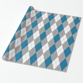Peacock Blue Charcoal Dk Gray Wht XL Argyle