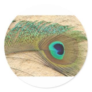 Peacock eye classic round sticker