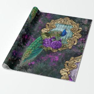 Peacock, Flowers, and Gold Frame