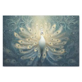 Peacock in Bloom, White Feathers, Elegance Tissue Paper