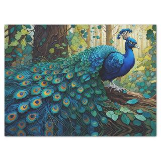 Peacock in the woods tissue paper