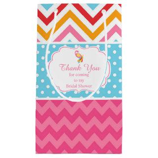 Peacock Pink Chevron Bridal Shower Thank You Small Gift Bag