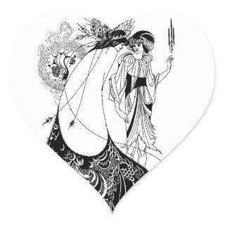 Peacock Skirt Beardsley Art Nouveau Heart Sticker