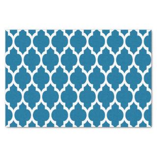 Peacock, White Moroccan Quatrefoil Pattern #4 Tissue Paper