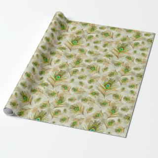 Peacocks feather watercolor green