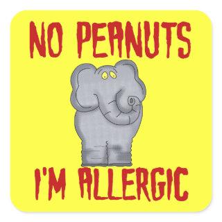 Peanut Allergy Elephant Square Sticker