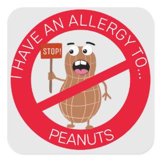 peanut allergy square sticker
