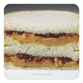 Peanut butter and jelly sandwich. square sticker