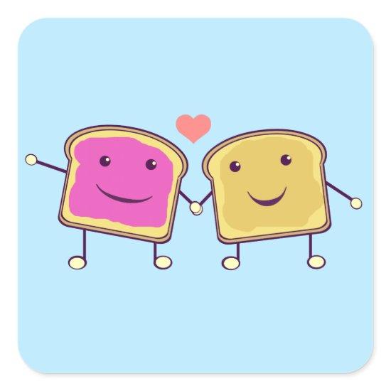Peanut Butter and Jelly Square Sticker