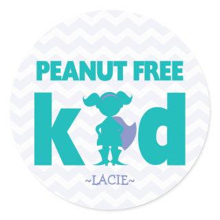 Peanut Free Kid Superhero Girl Allergy Stickers