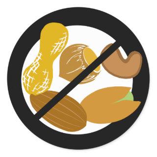 Peanut Tree Nut Free Black Allergy Nut Classic Round Sticker