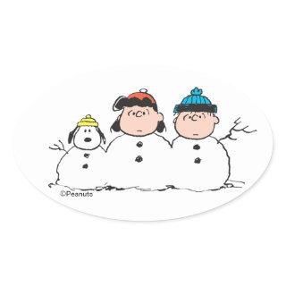 Peanuts | 3 Person Snowman Oval Sticker