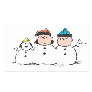 Peanuts | 3 Person Snowman Rectangular Sticker