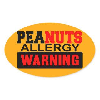 Peanuts Allergy Warning Oval Sticker