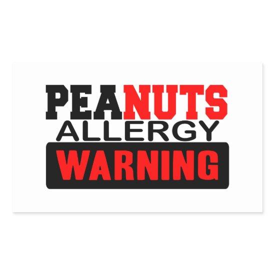 Peanuts Allergy Warning Rectangular Sticker