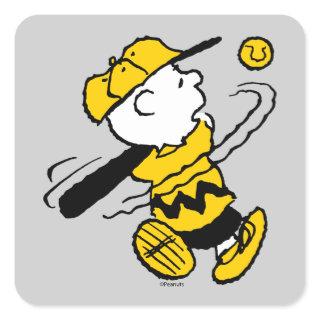 Peanuts | Charlie Brown at Bat Square Sticker