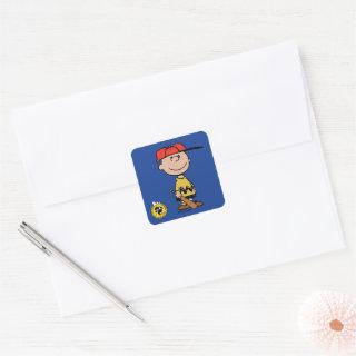 Peanuts | Charlie Brown Baseball Smile Square Sticker