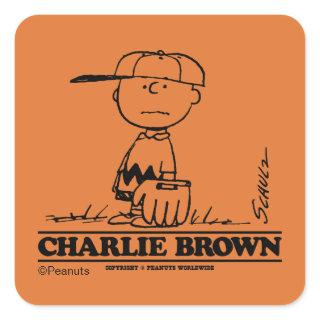 Peanuts | Charlie Brown Playing Ball Square Sticker