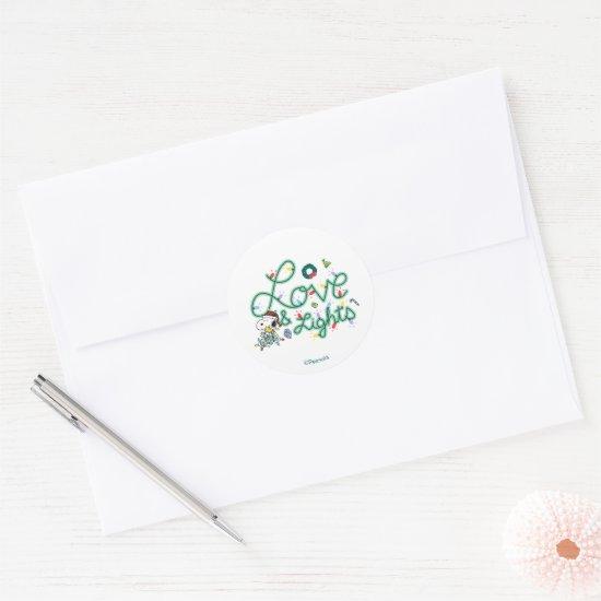 Peanuts | Christmas Love and Lights Classic Round Sticker
