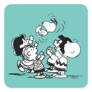 Peanuts Gang Lifting Snoopy Square Sticker