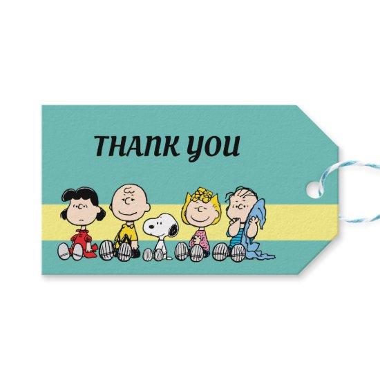 Peanuts Gang Sitting Together Gift Tags