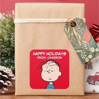 Peanuts | Linus Portrait | Happy Holidays Square Sticker