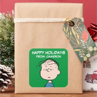 Peanuts | Linus Portrait | Happy Holidays Square Sticker