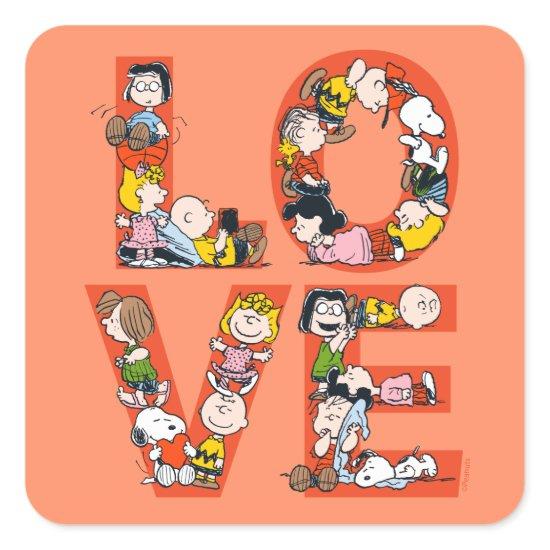 Peanuts - LOVE Square Sticker